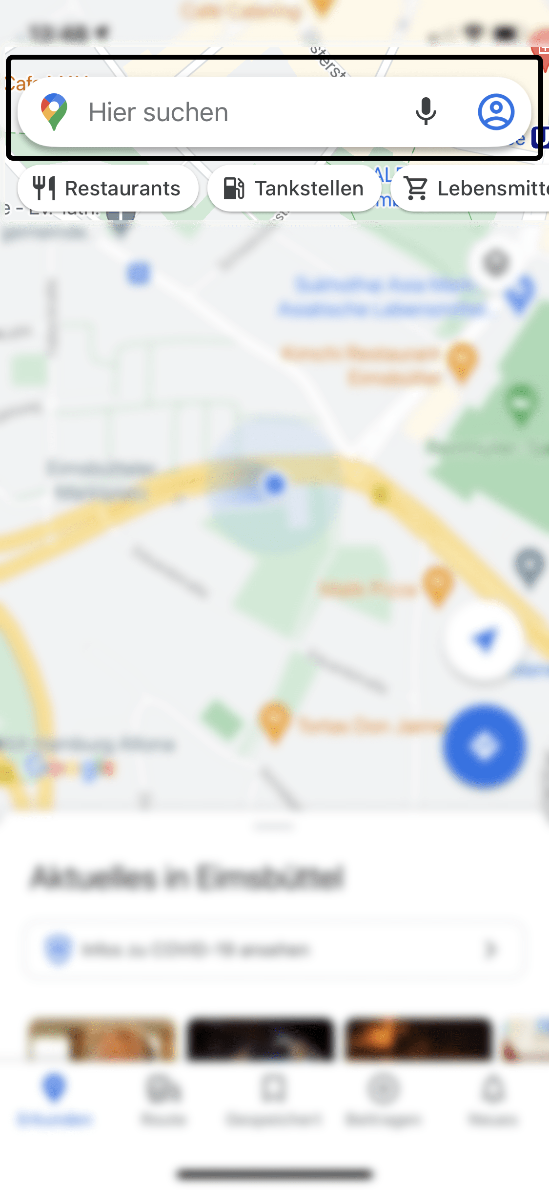 Google Maps Schritt 1: Nutzen Sie die Suchfunktion und geben Ihr Reiseziel ein.