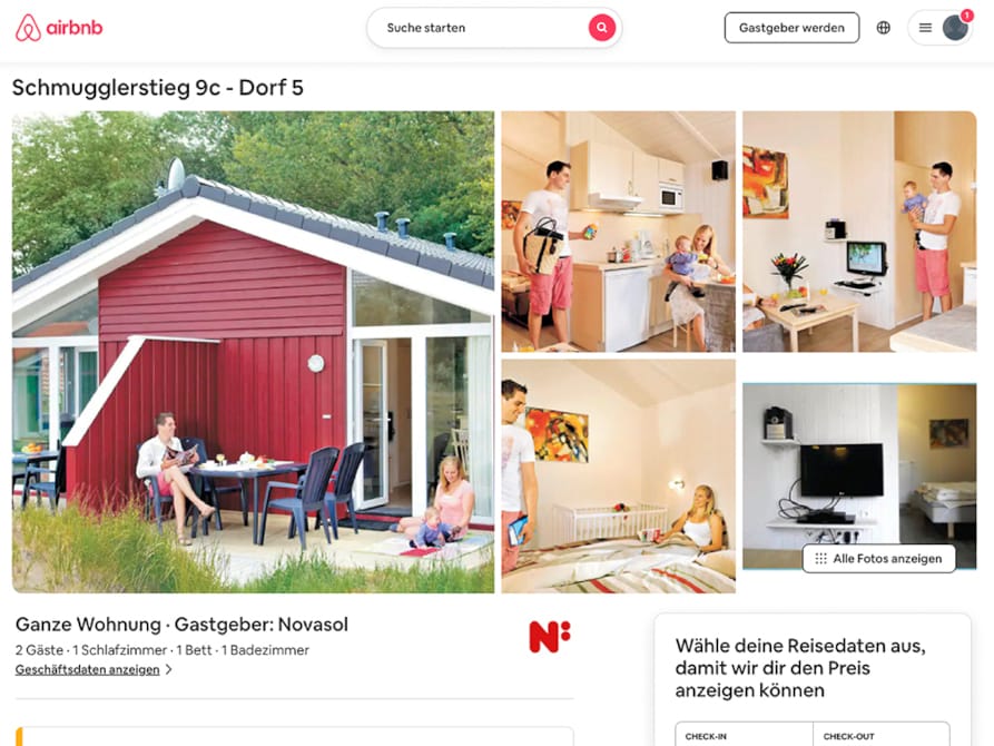 Anbieter Novasol hat bei Airbnb inseriert