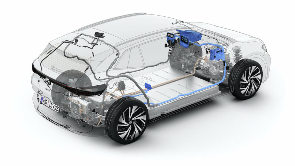 Die Glas-Ansicht eines Volkswagen Elektrofahrzeugs