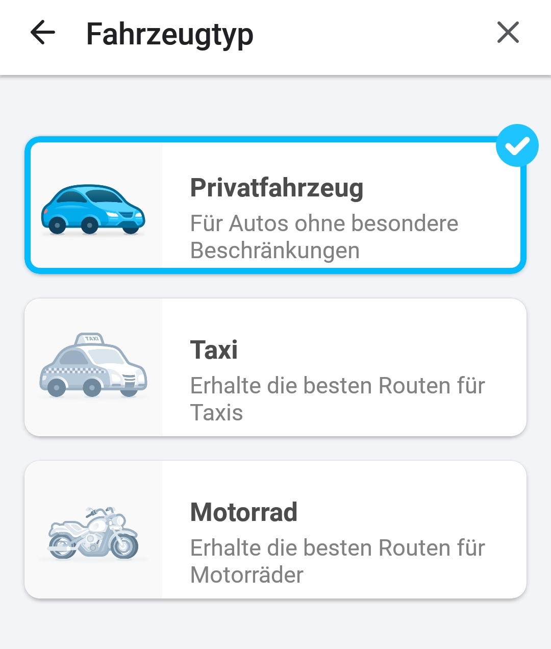 Screenshot Auto-Icons zum Wählen