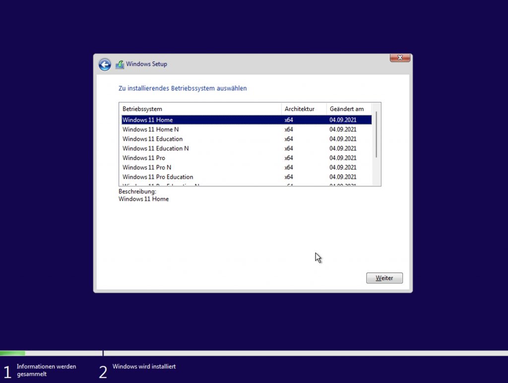 Das Bild zeigt den Windows Installer.