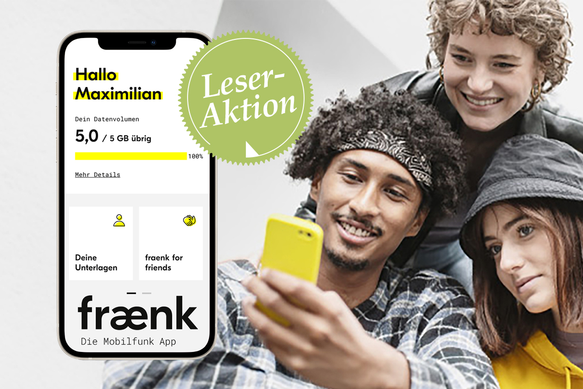 Junge Leute mit Smartphone. Leser-Aktion fÃ¼r den Smartphone-Tarif freank.