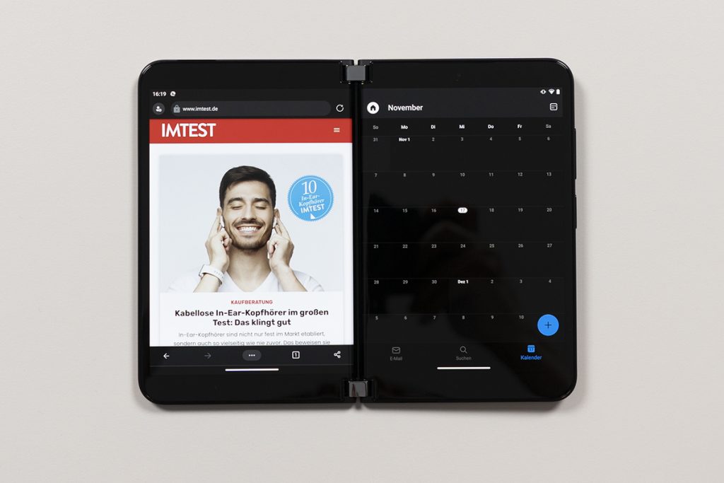 Microsoft Surface Duo 2 zwei Apps nebeneinander