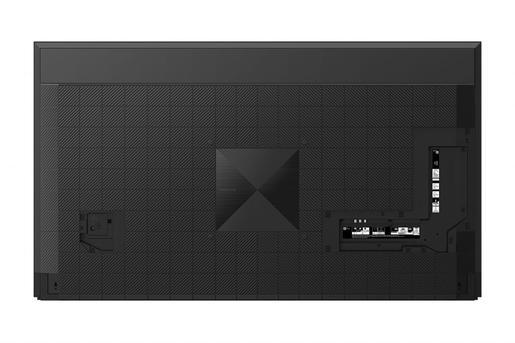 Rückseitge Ansicht des Sony X95J-Flachbild-TVs mit diversen Anschlüssen – wie HDMI oder USB.
