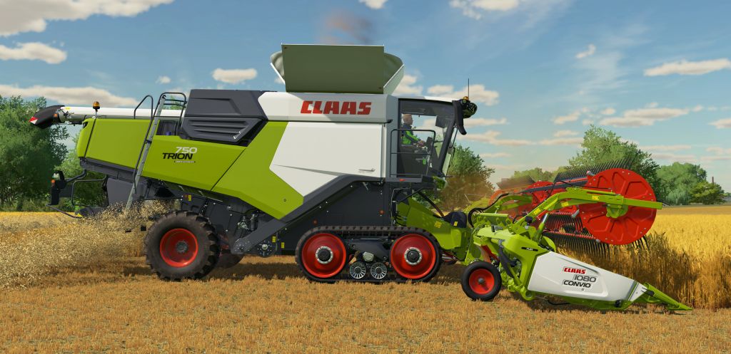 Grüne Maschine von Claas auf braunem Feld