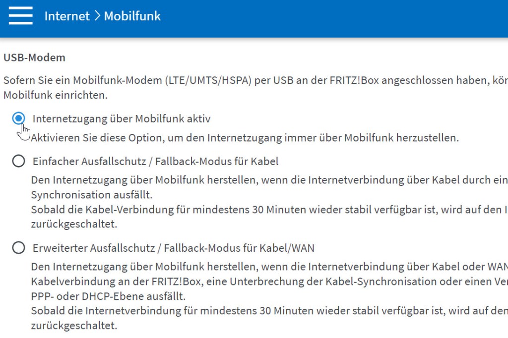 FRITZ!Box als Mobilfunkrouter