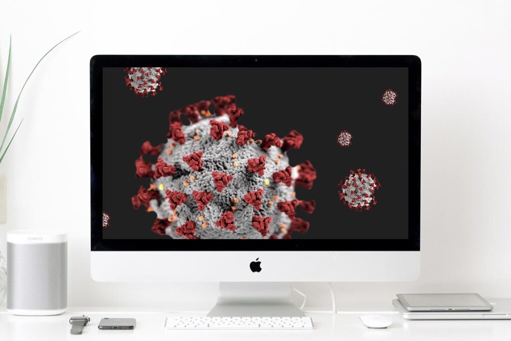 Mac mit Viren auf dem Bildschirm