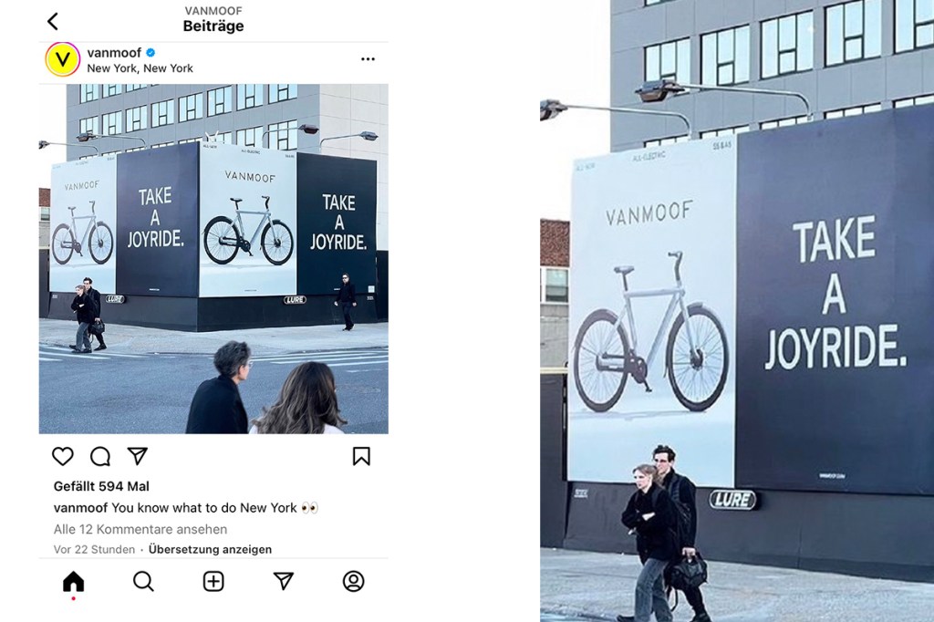 Plakat von VanMoof mit dem Schriftzug: Take a joyride