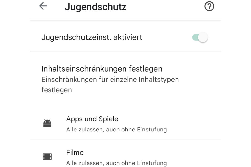 Jugendschutz Android aktivieren