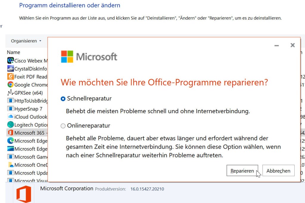 Office reparieren