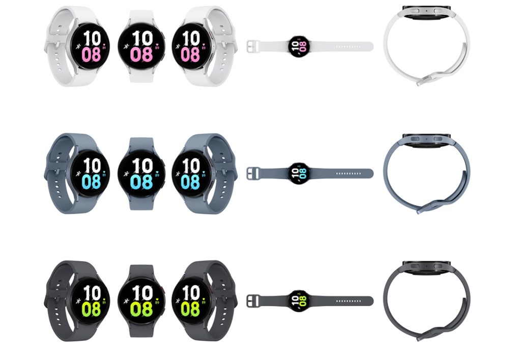 Die Samsung Galaxy Watch5 in unterschiedlichen Farbvariationen.