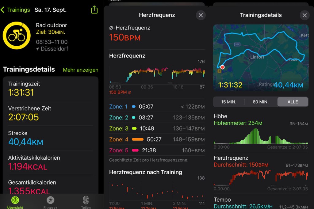 Apple Watch 8 Trainingsauswertung