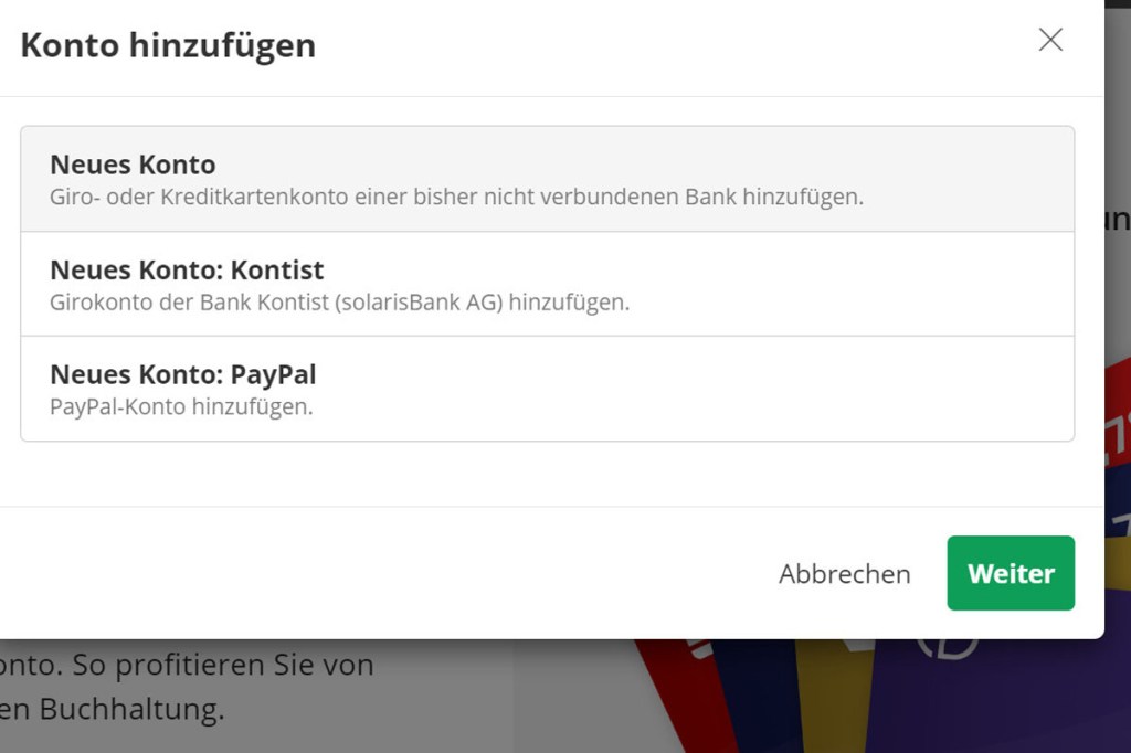 Lexoffice Online Banking einrichten Schritt 2