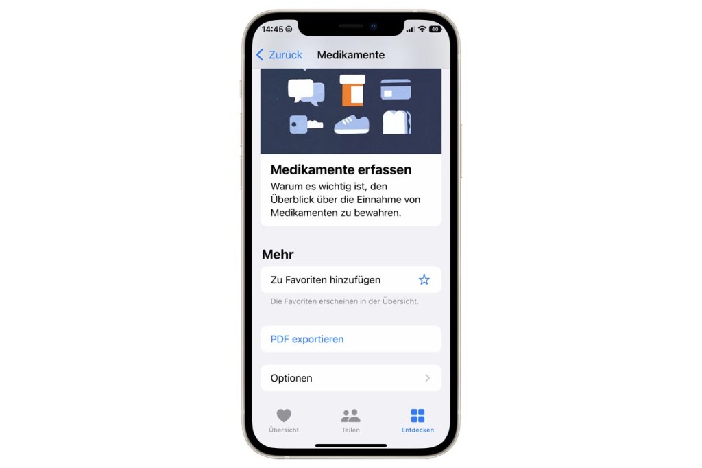 iPhone Medikamentenliste teilen