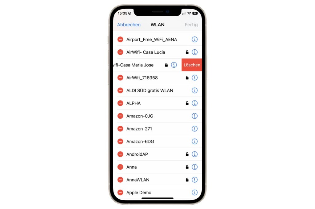 iPhone WLAN löschen