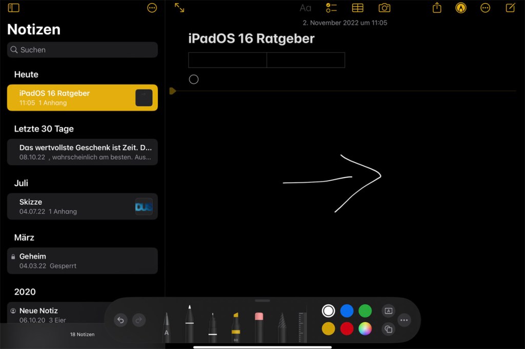 iPad Notizen-App