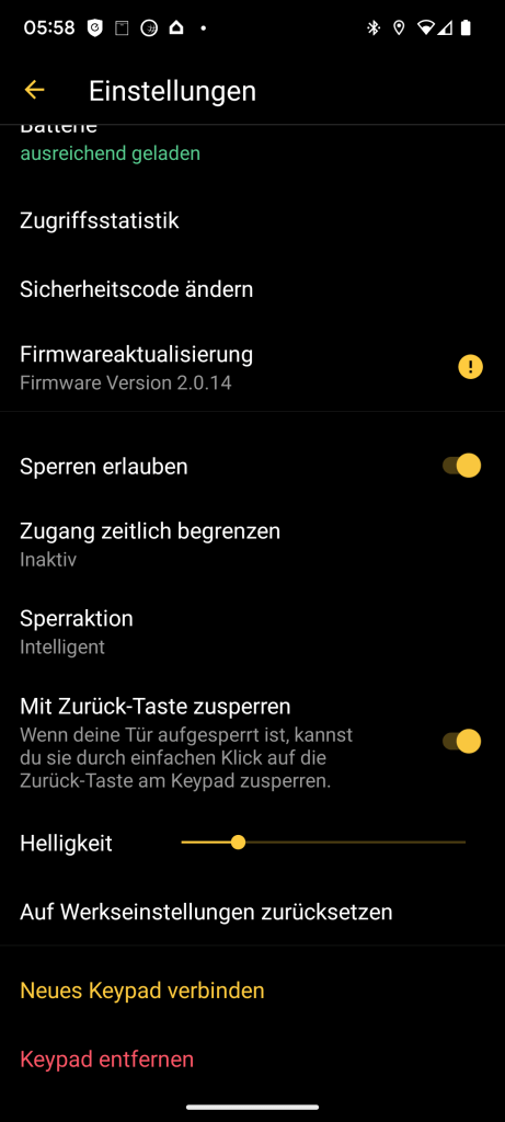 App-Screenshot der Nuki-App