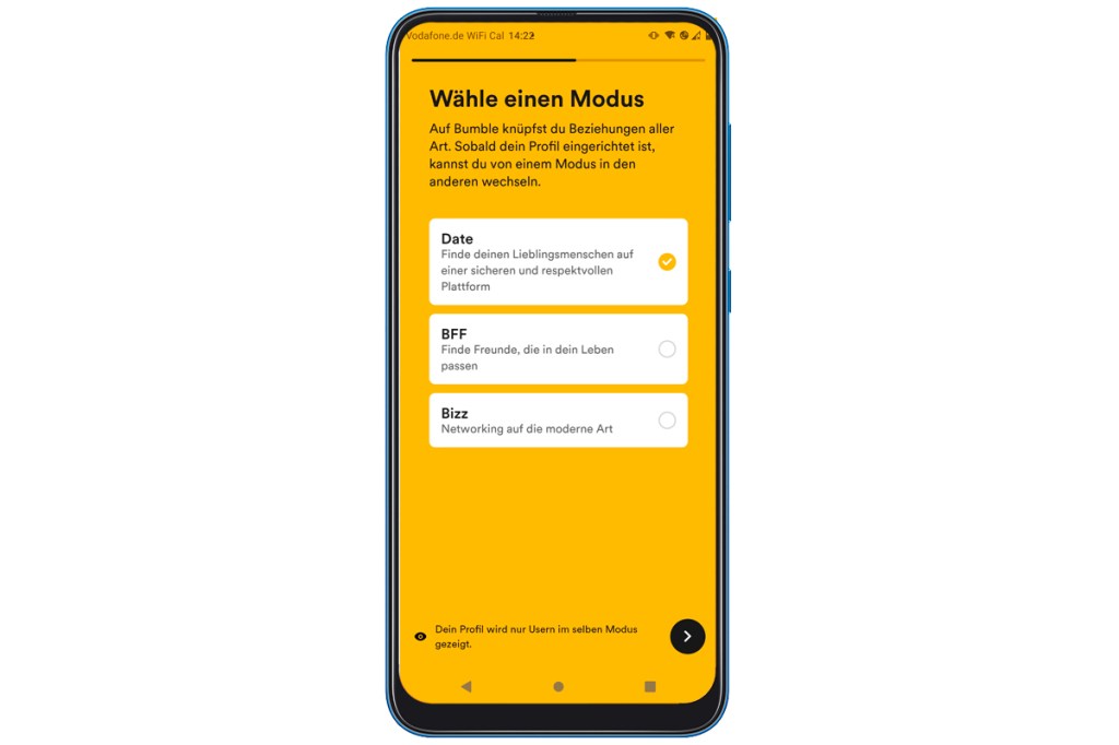 Screenshot der App Bumble.