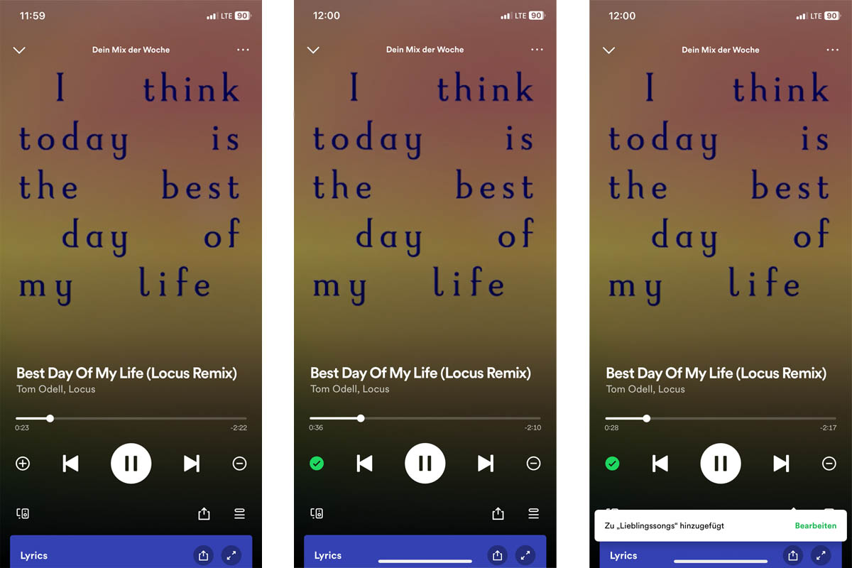 Screenshots aus der Spotify App