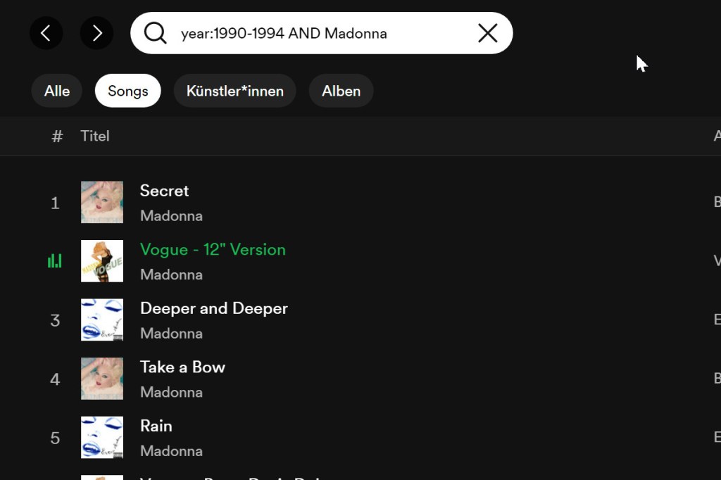 Spotify Suchparameter