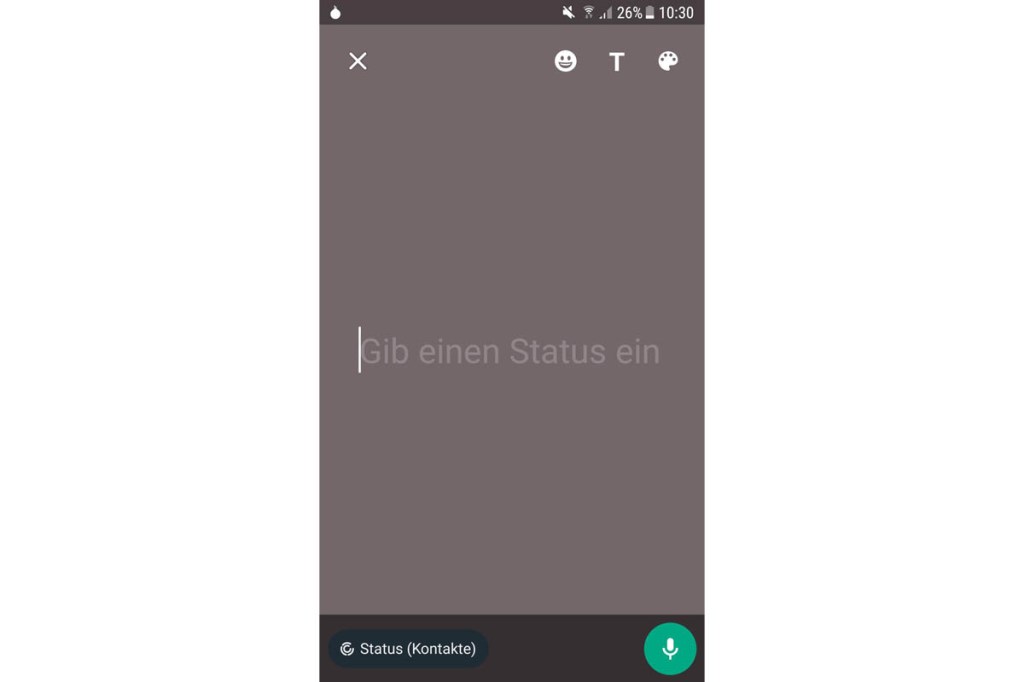 Screenshot der neuen WhatsApp-Status-Optionen
