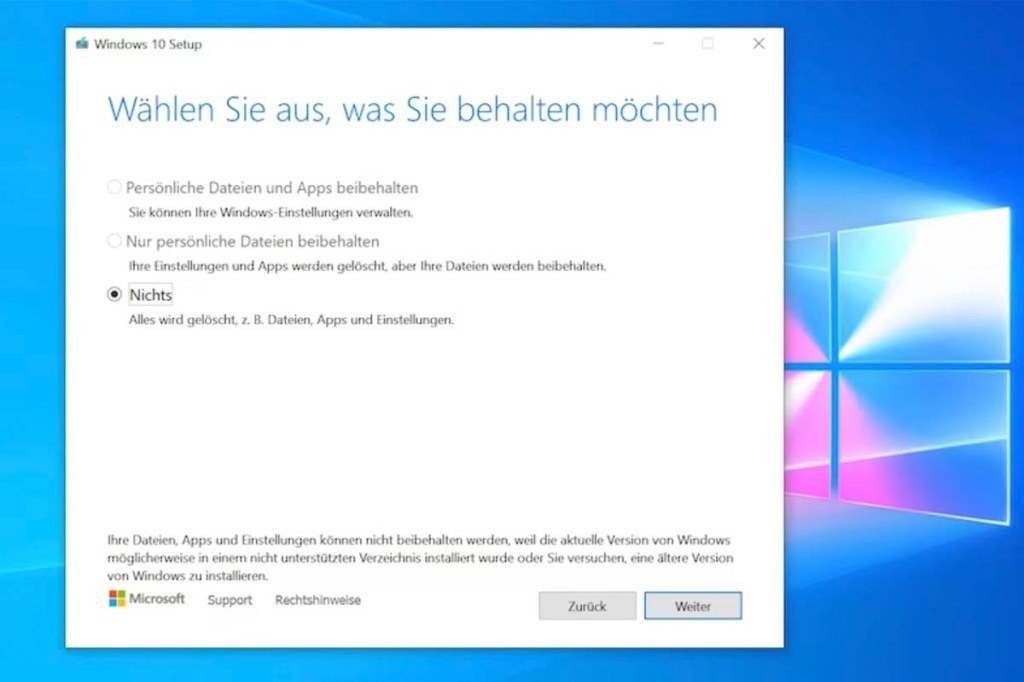 Screenshot eines Windowsfensters zur Datensciherung