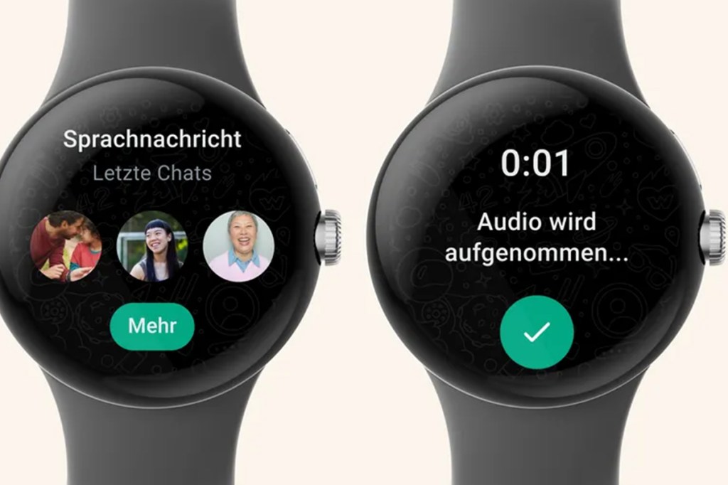 WhatsApp auf zwei Smartwatches.