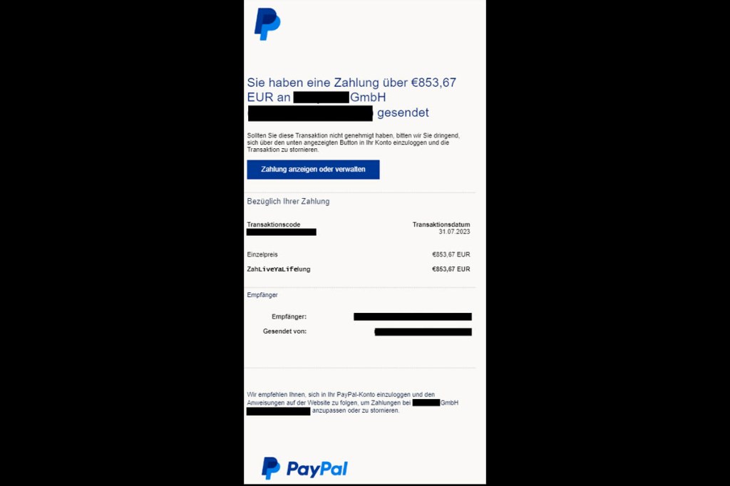 Paypal-Phishing-Mail