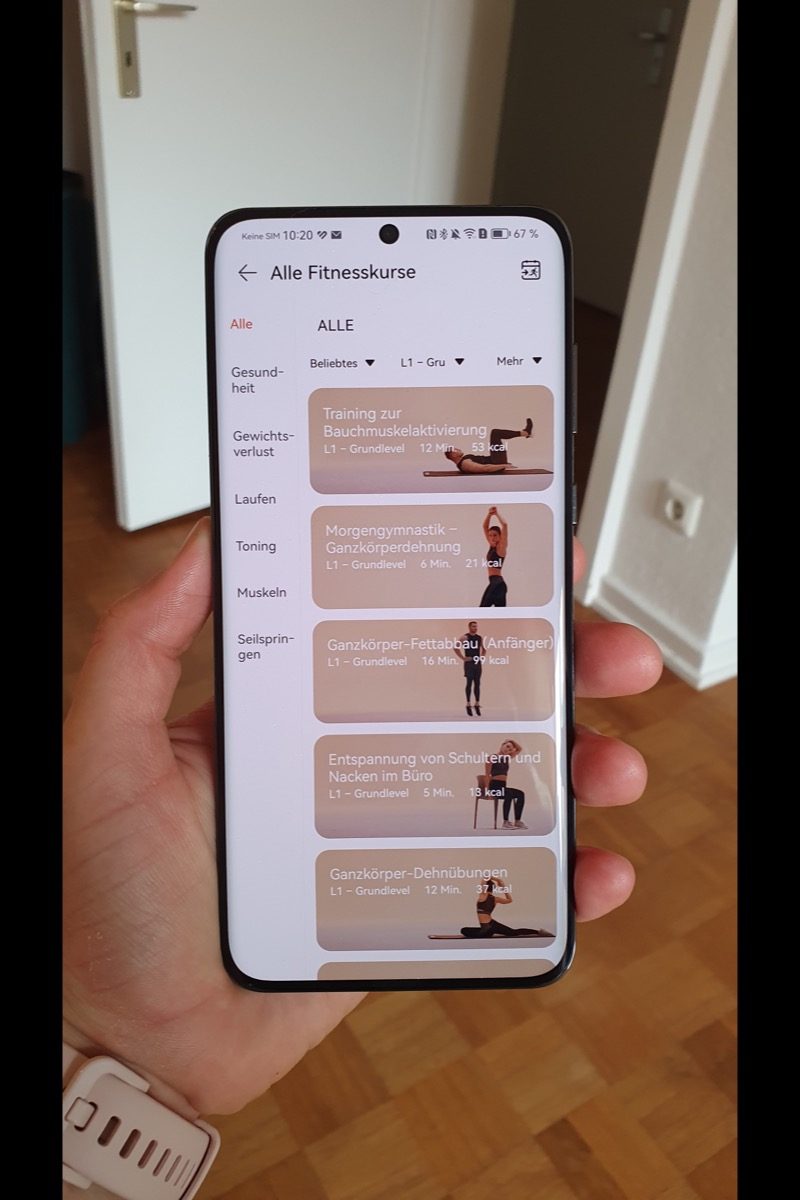 Eine Anzeige in der Huawei Health App.