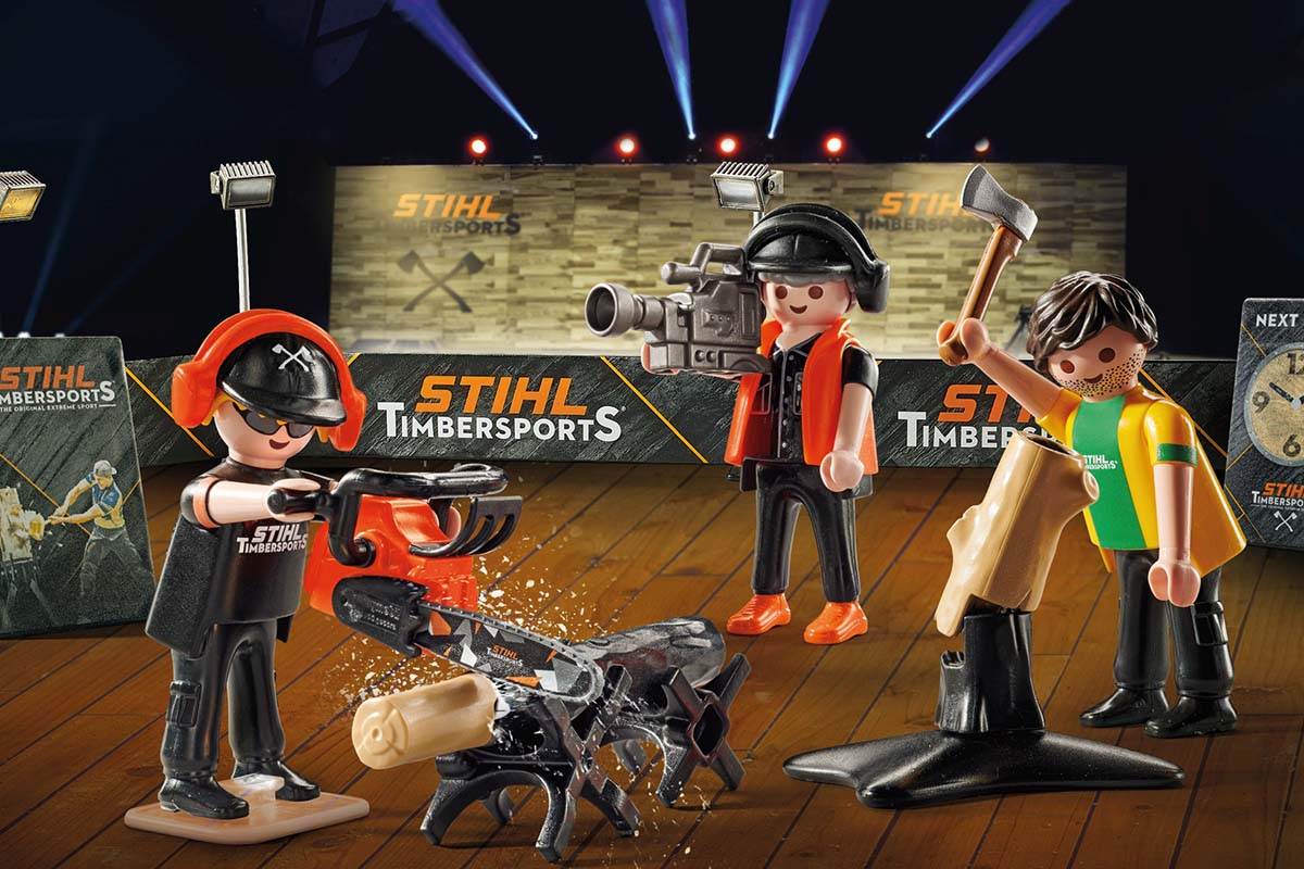 Das STIHL Playmobil-Set des Holzfällerwettbewerbs