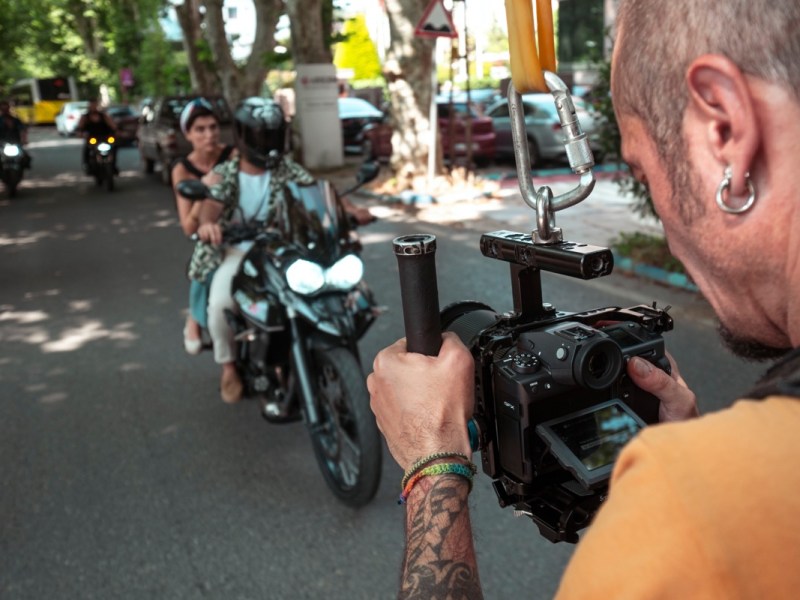 Videoaufnahme eines Motorradfahrers