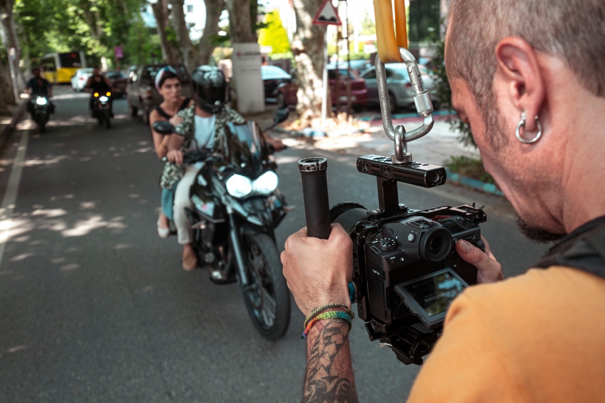 Videoaufnahme eines Motorradfahrers