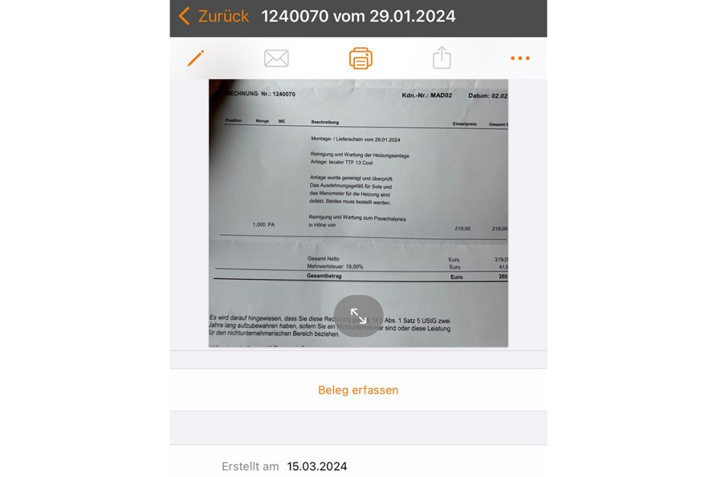 Buchhaltung Belege per App abfotografieren