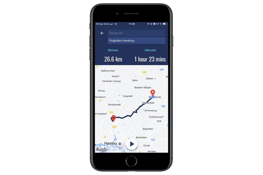 Screenshot aus der Giant RideControl-App