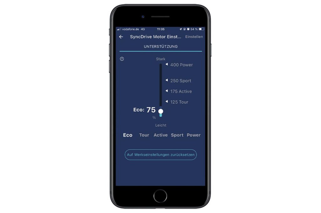 Screenshot aus der Giant RideControl-App