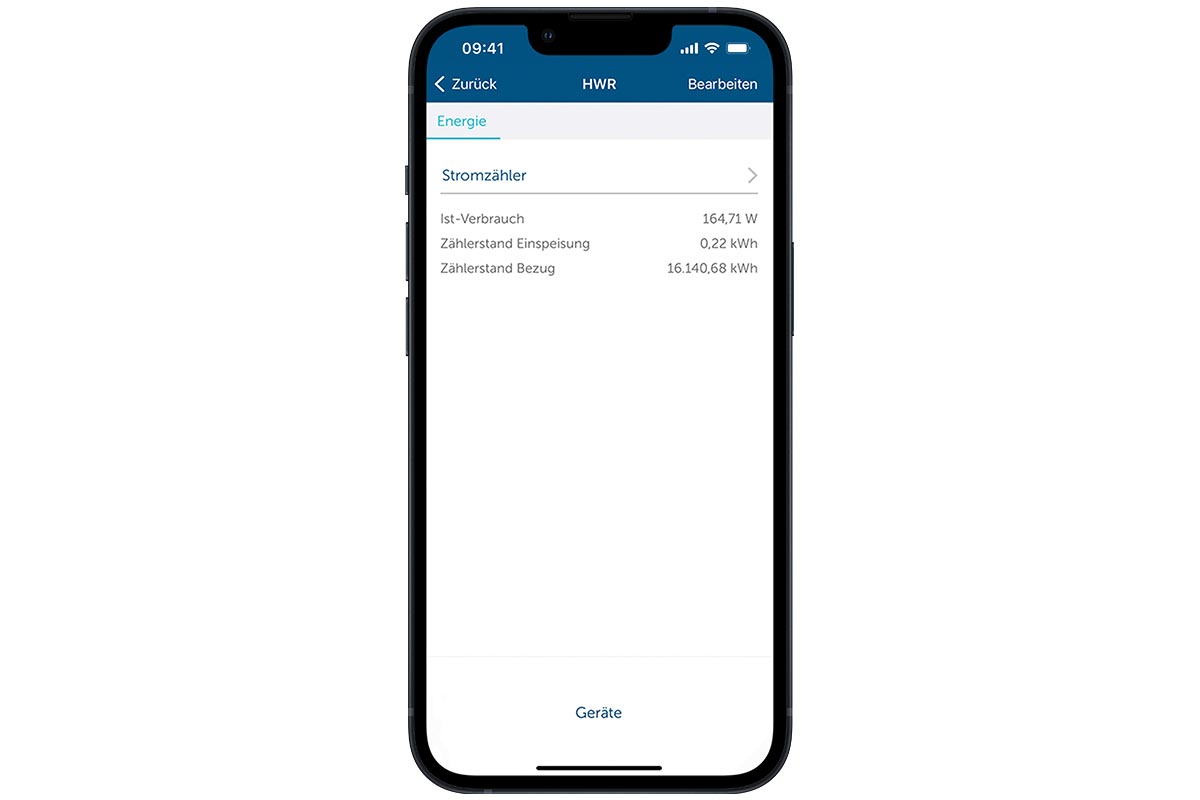 Eine Verbrauchsübersicht Strom in der Homematic IP App.
