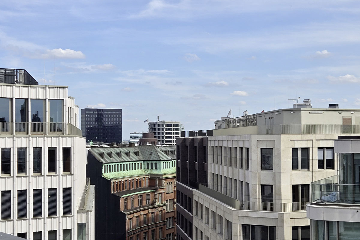 Blick über die Dächer der Hamburger Innenstadt.