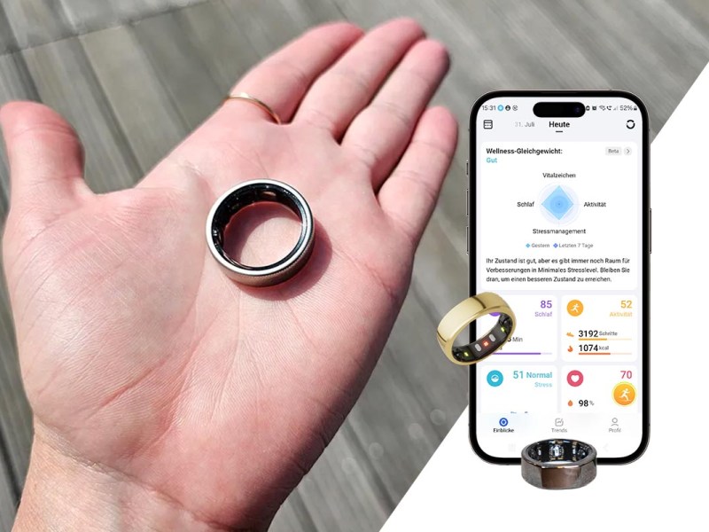 Smart Ring liegt auf einer Hand.