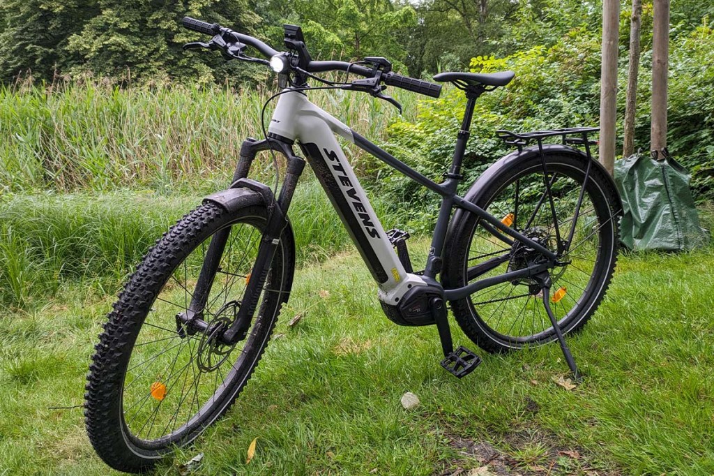 Totale E-Bike auf einer Wiese stehend