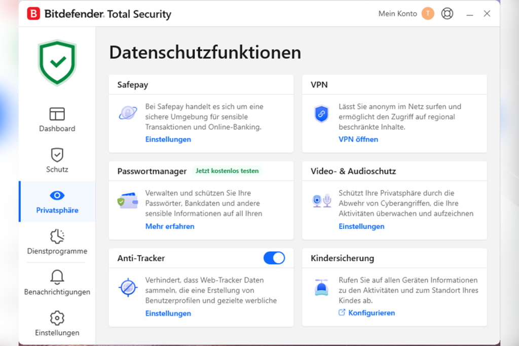 Alle Datenschutzfunktionen auf einen Blick.