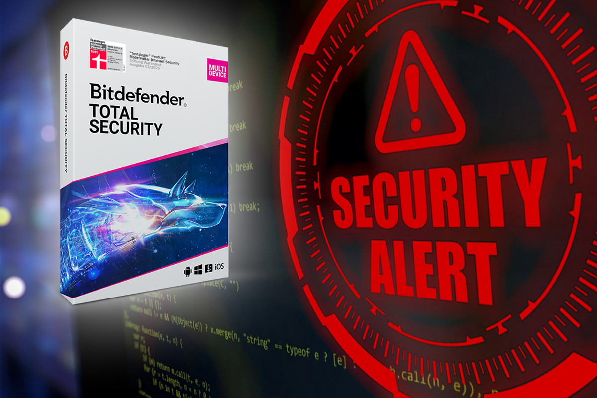 Der Packshot von Bitdefender wird auf dem Foto vorgestellt.