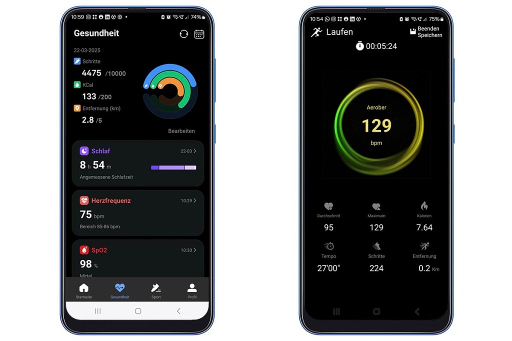 Screenshot aus der NextRing-App