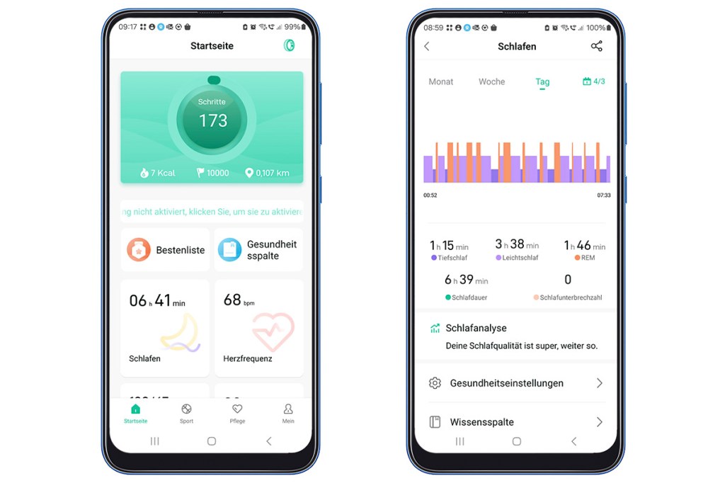Screenshots aus der SmartHealth-App