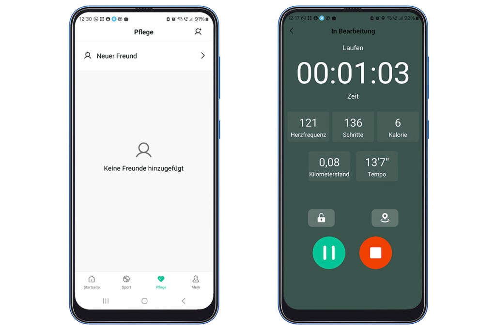 Screenshots aus der SmartHealth-App