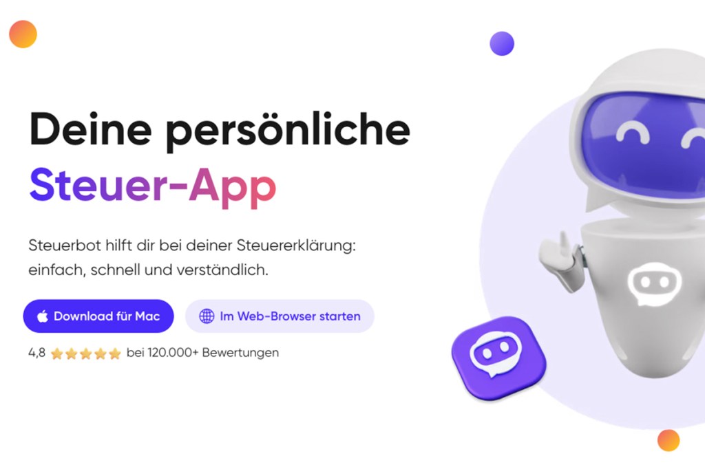 Screenshot vom Steuersparanbieter Steuerbot