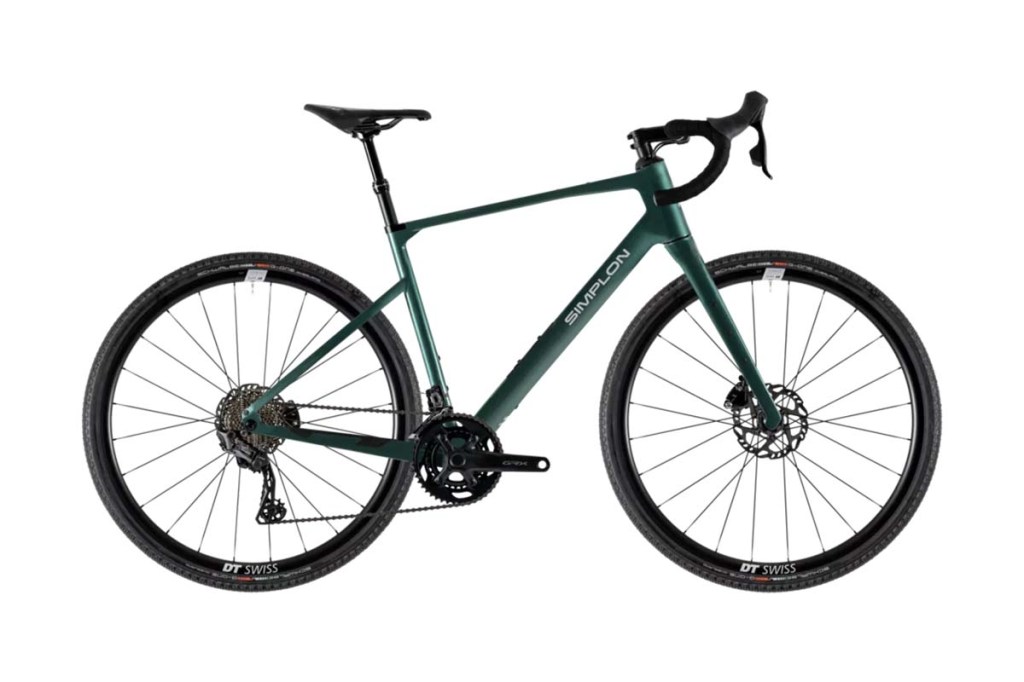 grünes Gravelbike auf weißem Grund