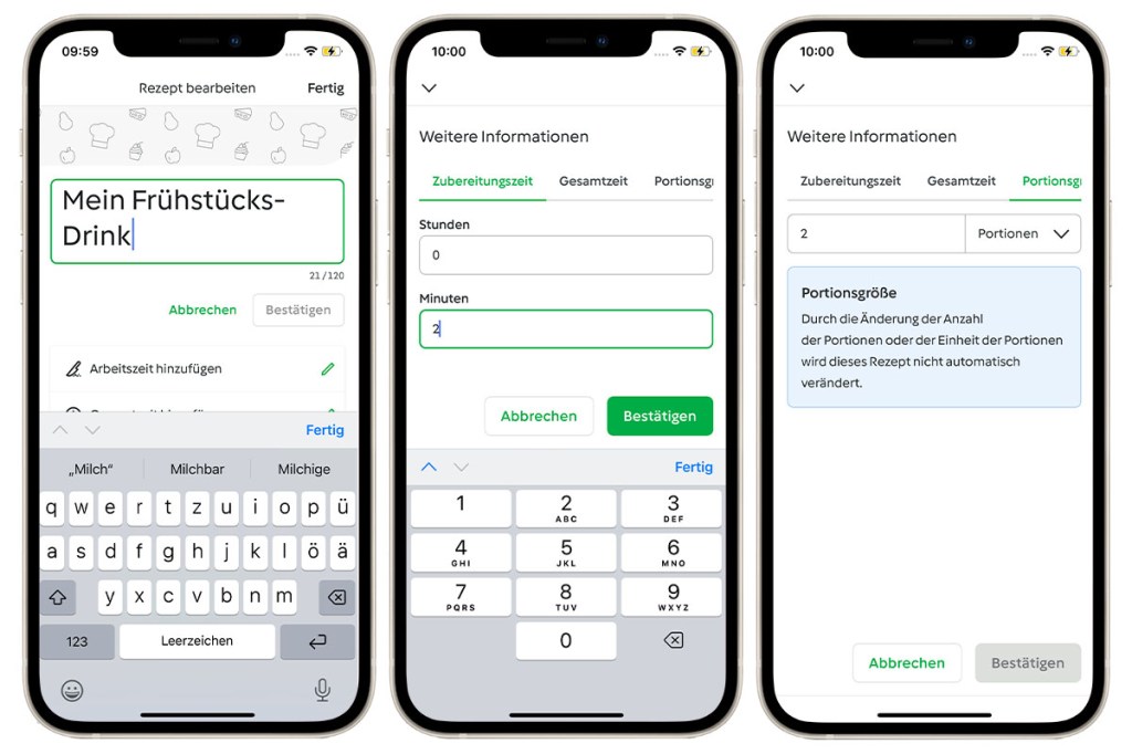 Mehrere Smartphones nebeneinander mit geöffneter Cookidoo-App.